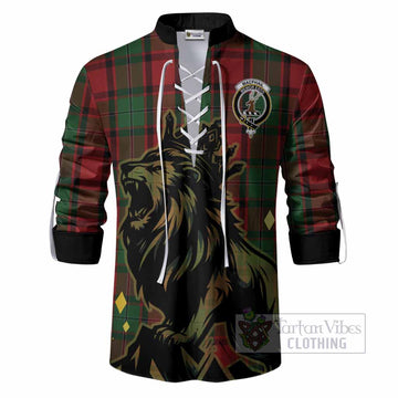 MacPhail (McPhail) Tartan Family Crest Ghillie Shirt Crowned Lion Roaring
