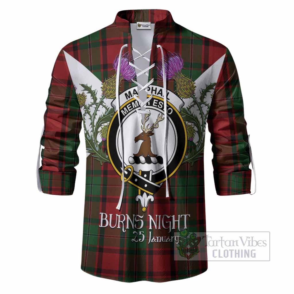 MacPhail (McPhail) Tartan Family Crest Ghillie Shirt Scottish Burns Night Thistle Floral