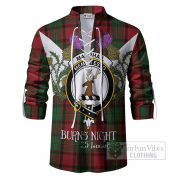 MacPhail (McPhail) Tartan Family Crest Ghillie Shirt Scottish Burns Night Thistle Floral