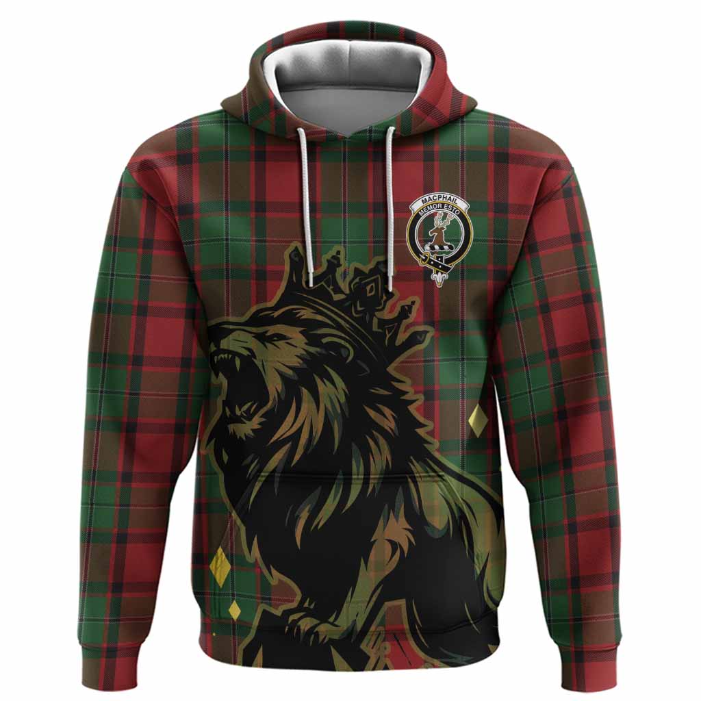 MacPhail (McPhail) Tartan Family Crest Hoodie Crowned Lion Roaring