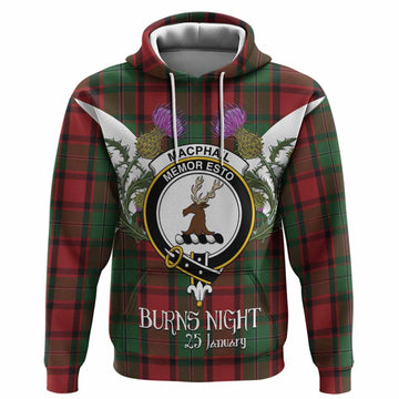 MacPhail (McPhail) Tartan Family Crest Hoodie Scottish Burns Night Thistle Floral