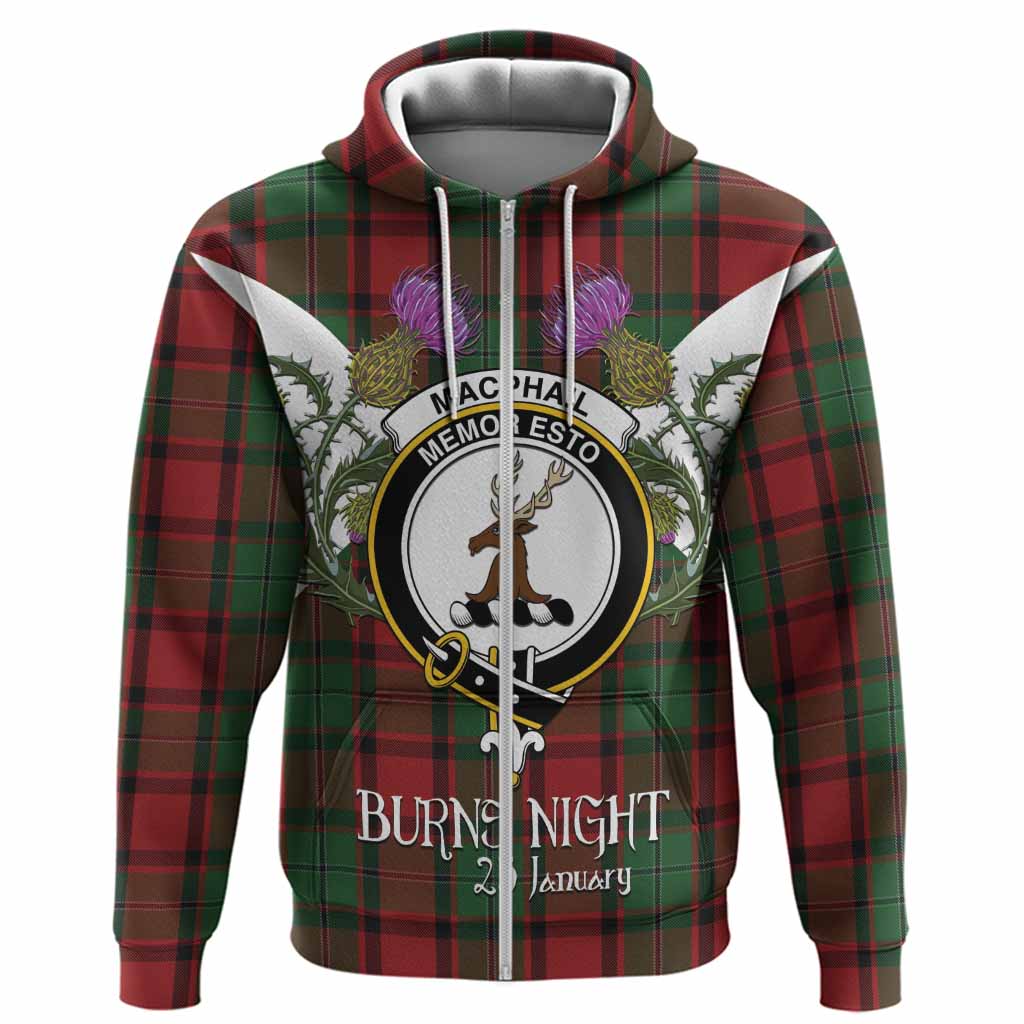MacPhail (McPhail) Tartan Family Crest Hoodie Scottish Burns Night Thistle Floral