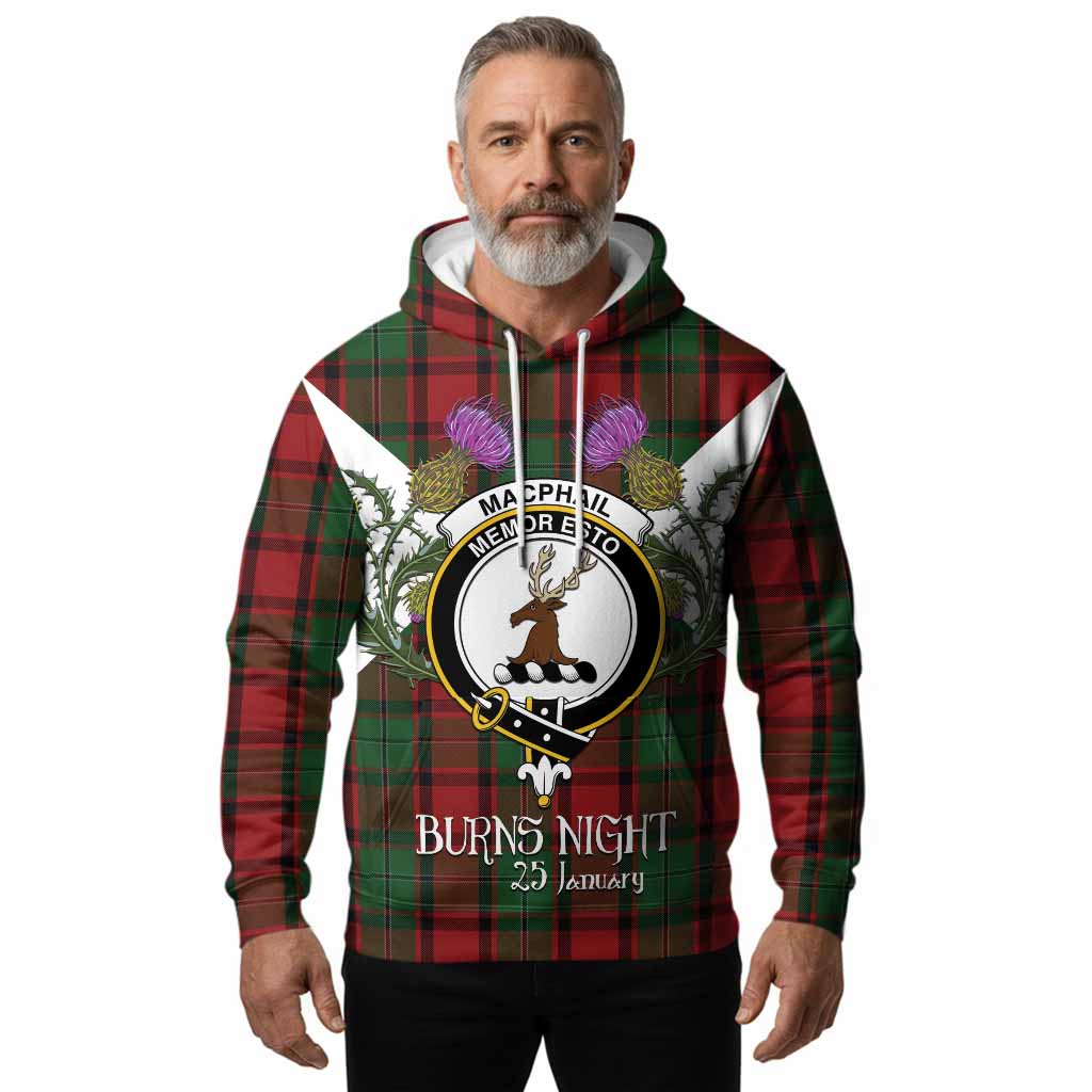 MacPhail (McPhail) Tartan Family Crest Hoodie Scottish Burns Night Thistle Floral