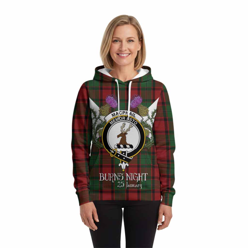 MacPhail (McPhail) Tartan Family Crest Hoodie Scottish Burns Night Thistle Floral