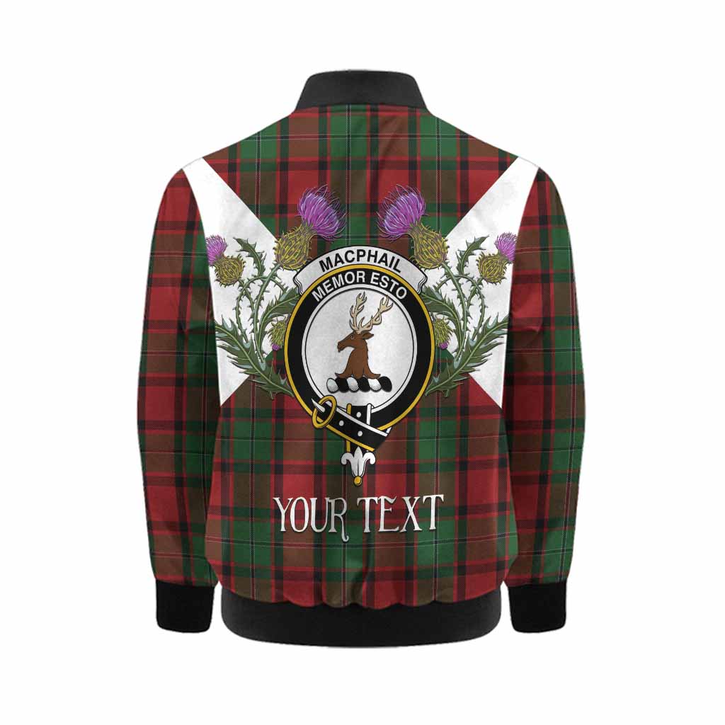 MacPhail (McPhail) Tartan Family Crest Kid Bomber Jacket Scottish Burns Night Thistle Floral