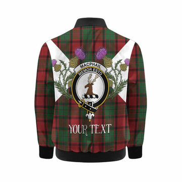 MacPhail (McPhail) Tartan Family Crest Kid Bomber Jacket Scottish Burns Night Thistle Floral