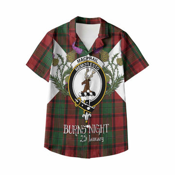 MacPhail (McPhail) Tartan Family Crest Kid Hawaiian Shirt Scottish Burns Night Thistle Floral