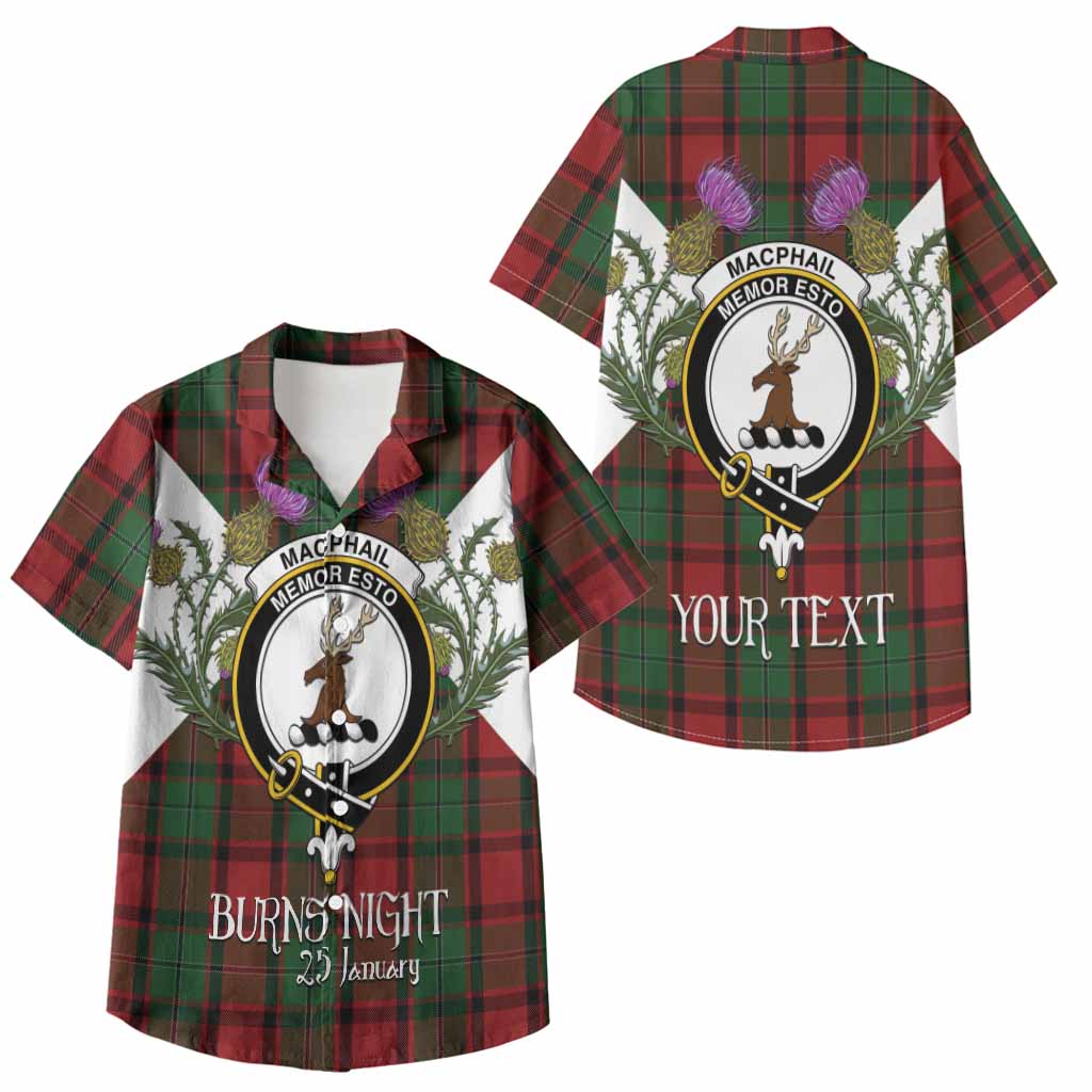 MacPhail (McPhail) Tartan Family Crest Kid Hawaiian Shirt Scottish Burns Night Thistle Floral