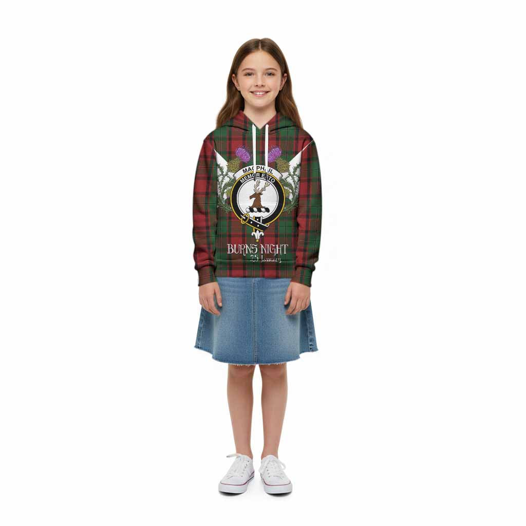 MacPhail (McPhail) Tartan Family Crest Kid Hoodie Scottish Burns Night Thistle Floral