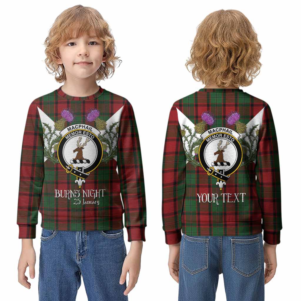 MacPhail (McPhail) Tartan Family Crest Kid Knitted Sweatshirt Scottish Burns Night Thistle Floral
