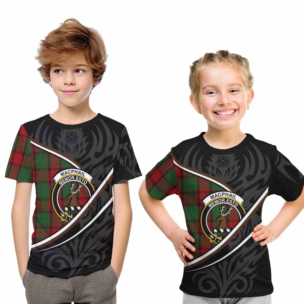 MacPhail (McPhail) Tartan Family Crest Kid T-shirt Celtic Scottish Thistle Floral - Tartan Vibes Clothing