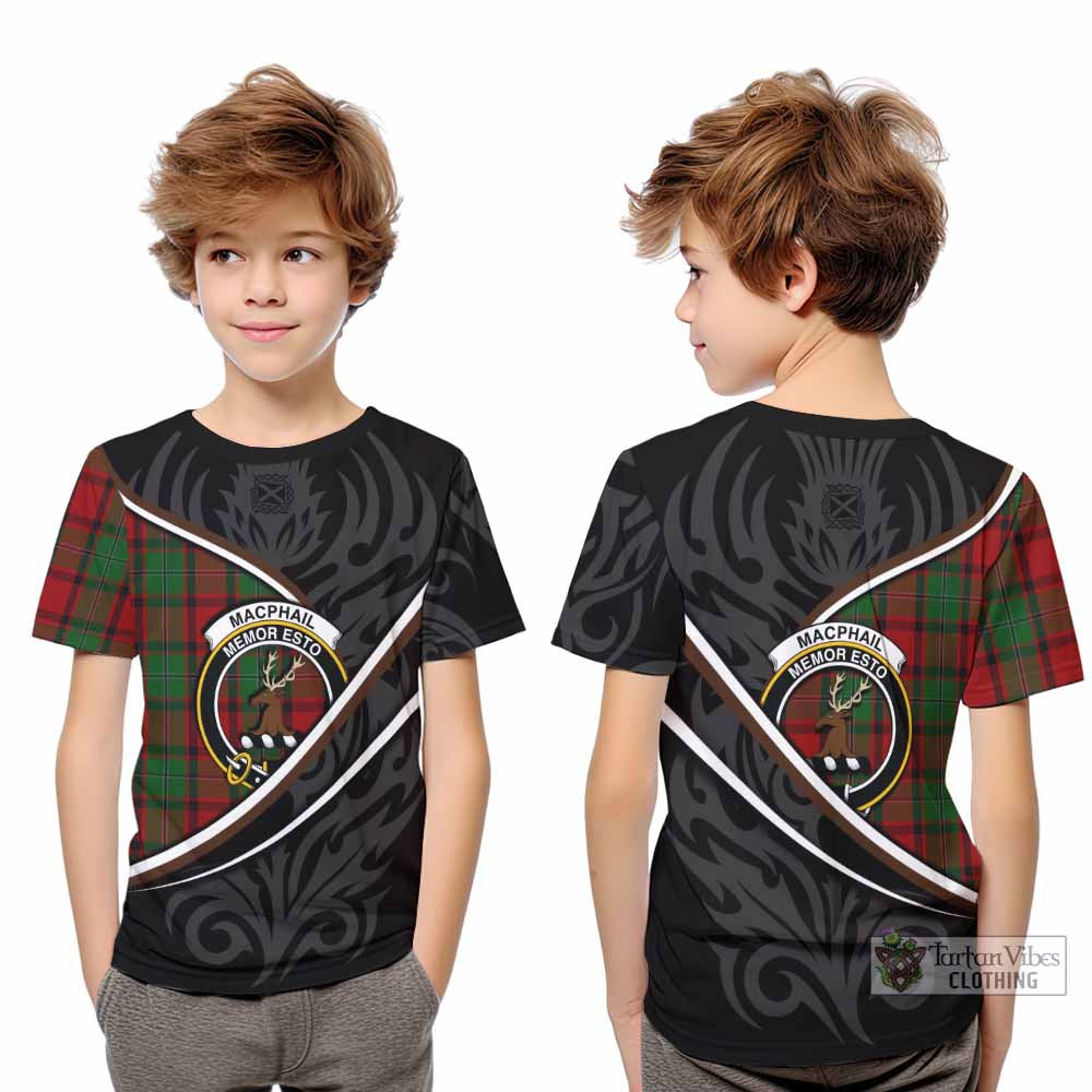 MacPhail (McPhail) Tartan Family Crest Kid T-shirt Celtic Scottish Thistle Floral - Tartan Vibes Clothing