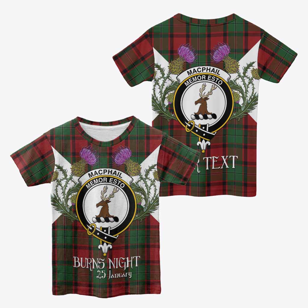 MacPhail (McPhail) Tartan Family Crest Kid T-shirt Scottish Burns Night Thistle Floral