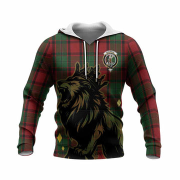 MacPhail (McPhail) Tartan Family Crest Knitted Hoodie Crowned Lion Roaring