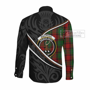MacPhail (McPhail) Tartan Family Crest Long Sleeve Button Shirts Celtic Scottish Thistle Floral