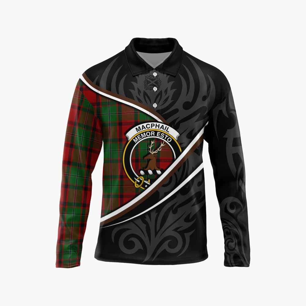 MacPhail (McPhail) Tartan Family Crest Long Sleeve Polo Shirt Celtic Scottish Thistle Floral - Tartan Vibes Clothing