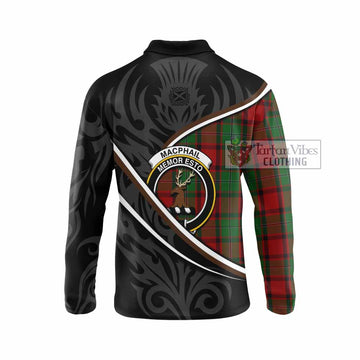 MacPhail (McPhail) Tartan Family Crest Long Sleeve Polo Shirt Celtic Scottish Thistle Floral