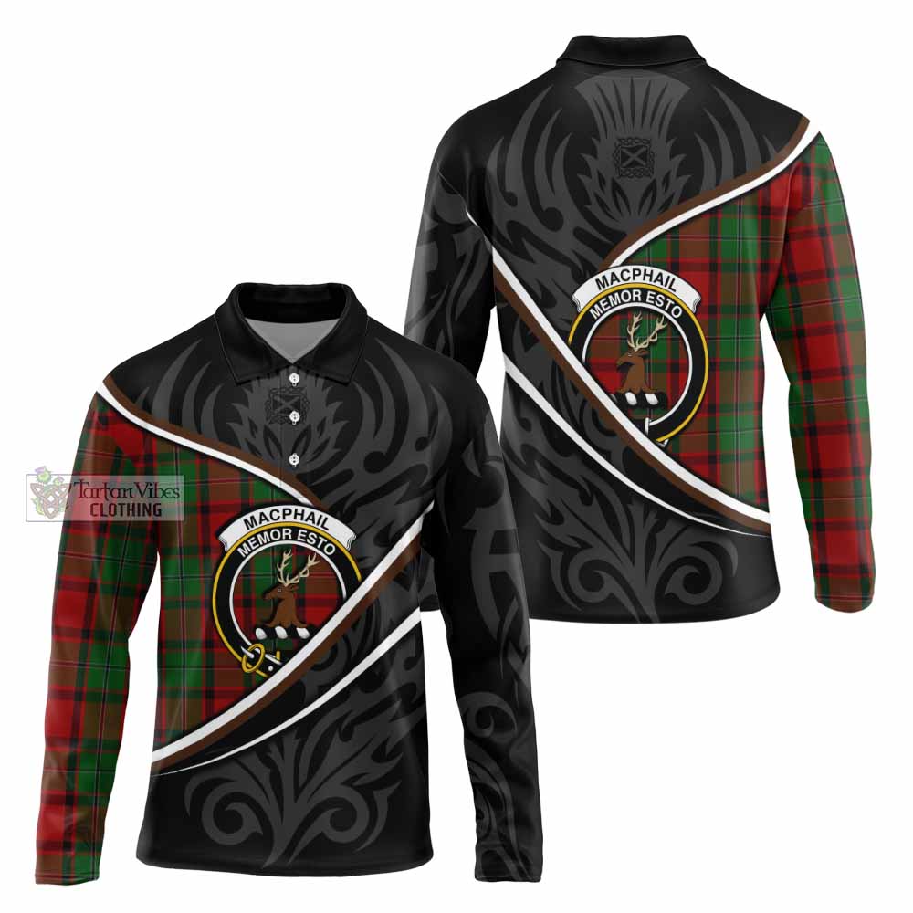 MacPhail (McPhail) Tartan Family Crest Long Sleeve Polo Shirt Celtic Scottish Thistle Floral - Tartan Vibes Clothing