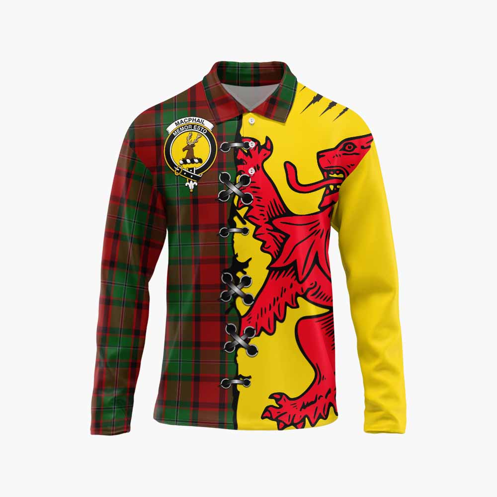 MacPhail (McPhail) Tartan Family Crest Long Sleeve Polo Shirt Lion Rampant Honor - Tartan Vibes Clothing