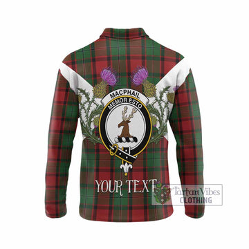 MacPhail (McPhail) Tartan Family Crest Long Sleeve Polo Shirt Scottish Burns Night Thistle Floral