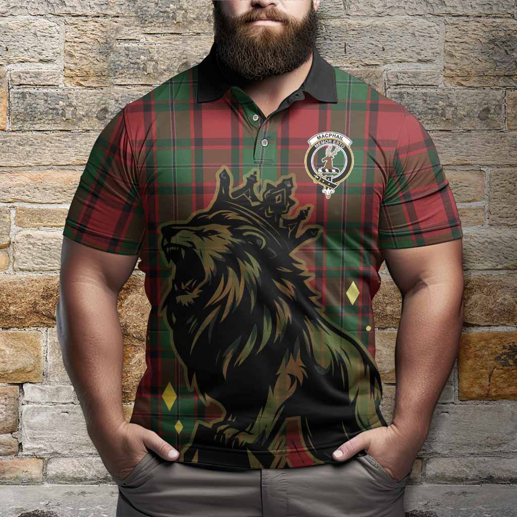 MacPhail (McPhail) Tartan Family Crest Polo Shirt Crowned Lion Roaring