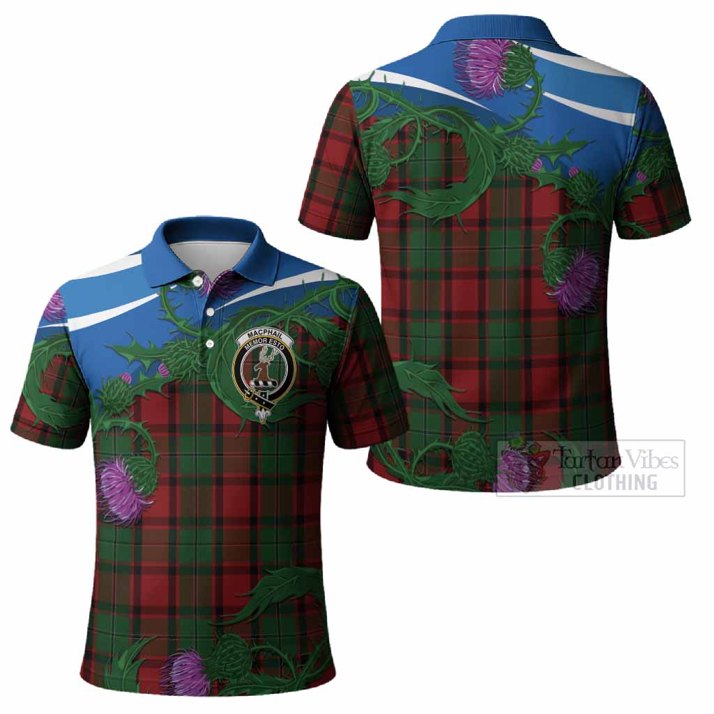 MacPhail (McPhail) Tartan Family Crest Polo Shirt Thistle in Minimalism