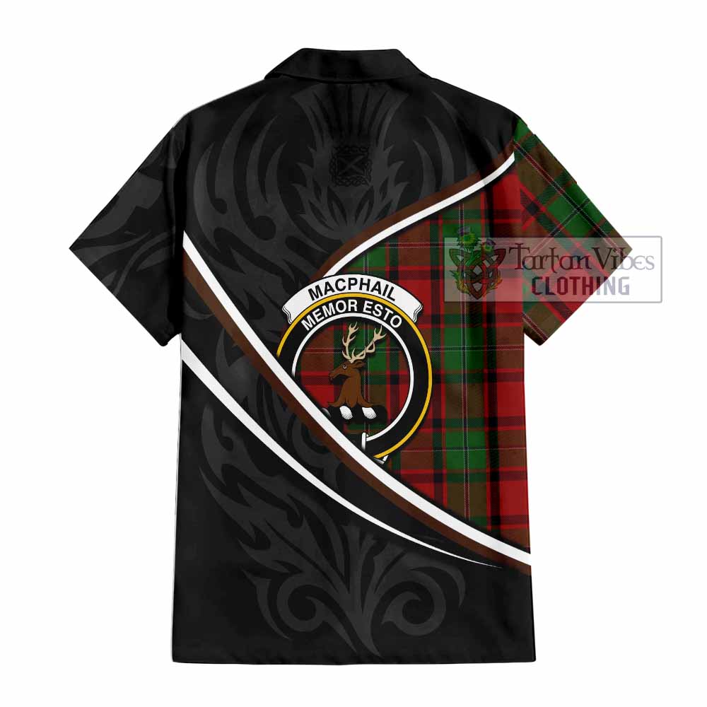 MacPhail (McPhail) Tartan Family Crest Short Sleeve Button Shirt Celtic Scottish Thistle Floral - Tartan Vibes Clothing