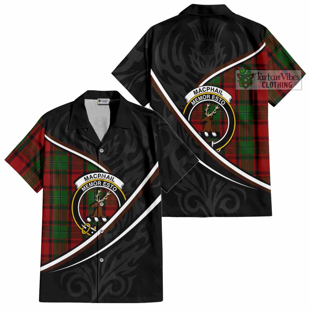 MacPhail (McPhail) Tartan Family Crest Short Sleeve Button Shirt Celtic Scottish Thistle Floral - Tartan Vibes Clothing