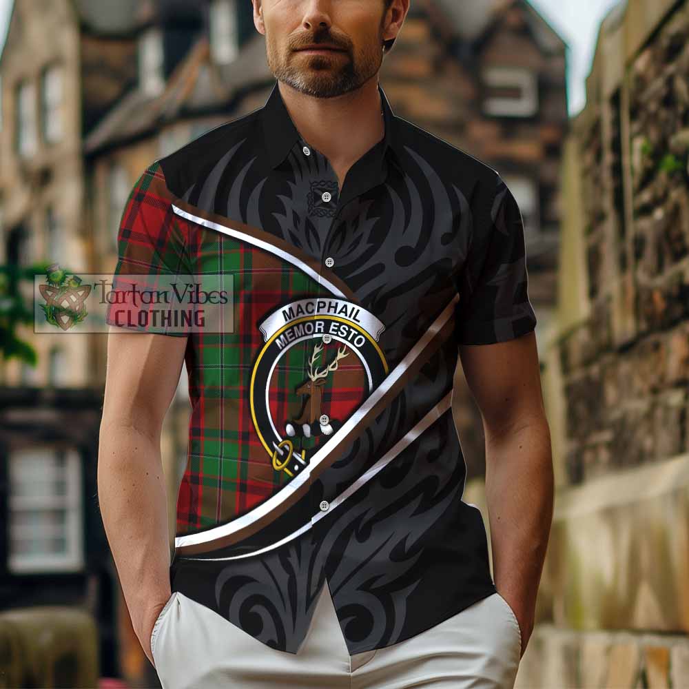 MacPhail (McPhail) Tartan Family Crest Short Sleeve Button Shirt Celtic Scottish Thistle Floral - Tartan Vibes Clothing