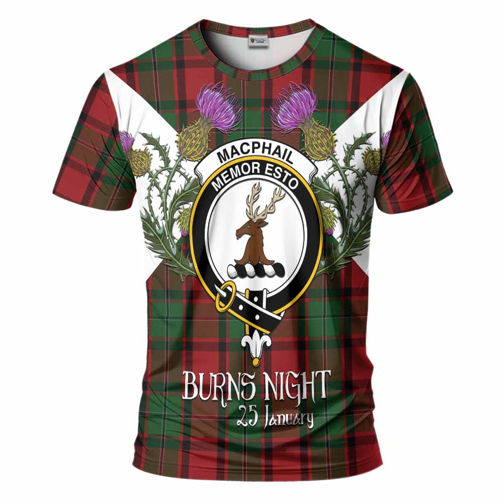 MacPhail (McPhail) Tartan Family Crest T-Shirt Scottish Burns Night Thistle Floral