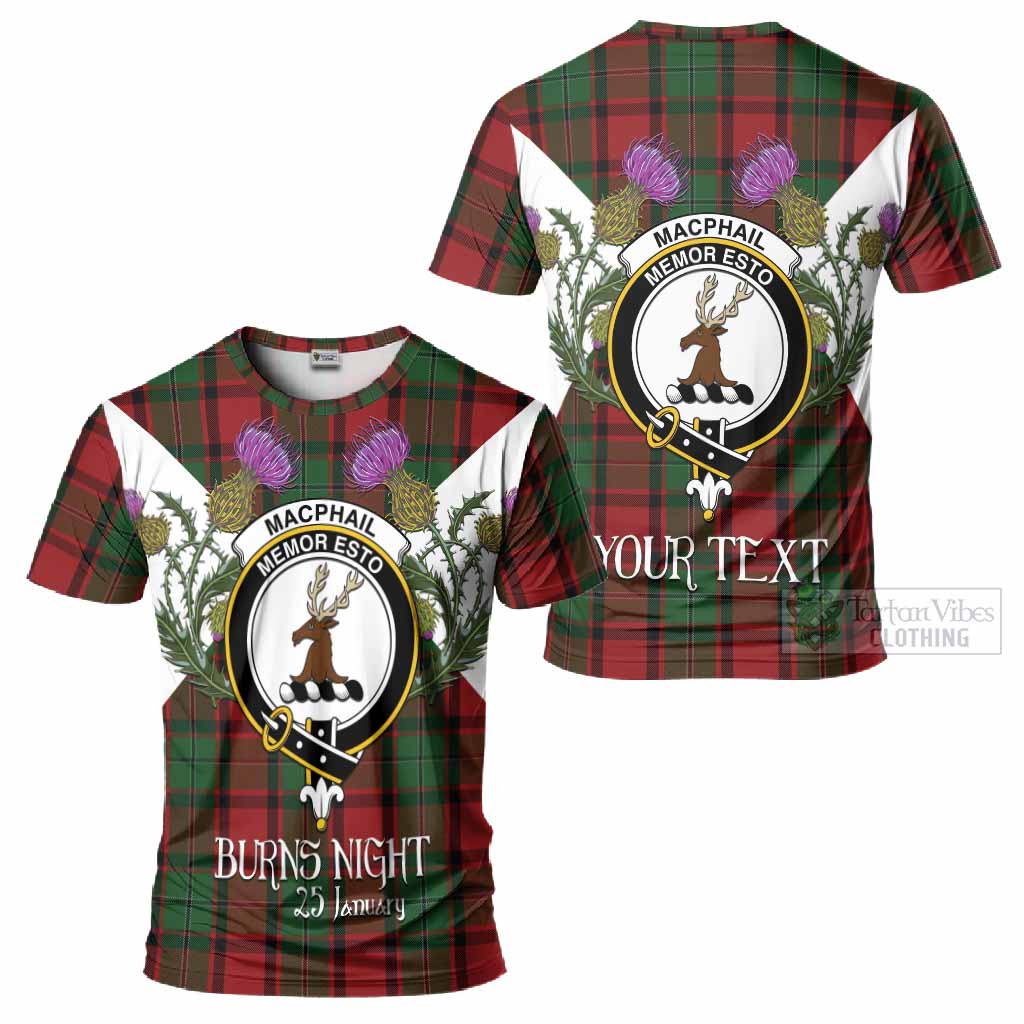 MacPhail (McPhail) Tartan Family Crest T-Shirt Scottish Burns Night Thistle Floral