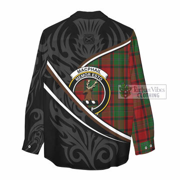 MacPhail (McPhail) Tartan Family Crest Women Casual Shirt Celtic Scottish Thistle Floral - Tartan Vibes Clothing