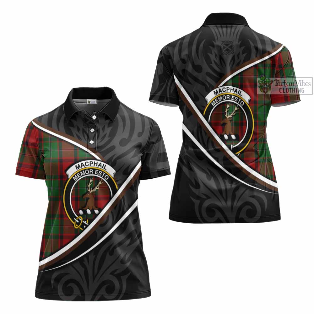 MacPhail (McPhail) Tartan Family Crest Women's Polo Shirt Celtic Scottish Thistle Floral - Tartan Vibes Clothing