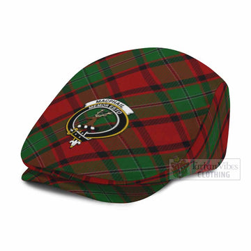 MacPhail (McPhail) Tartan Flat Cap, Jeff Cap Cross Style with Family Crest