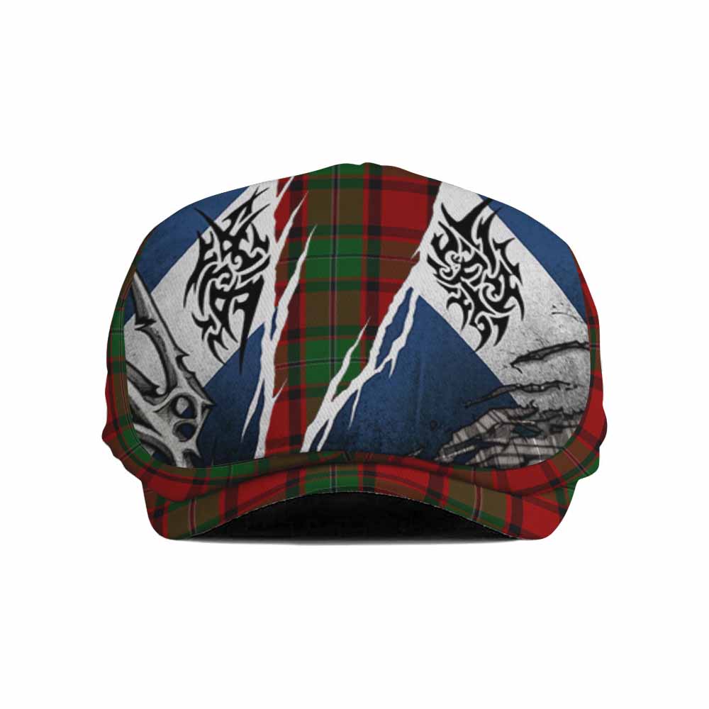 MacPhail (McPhail) Tartan Flat Cap, Jeff Cap Scotland Flag Ripped Tribal Design