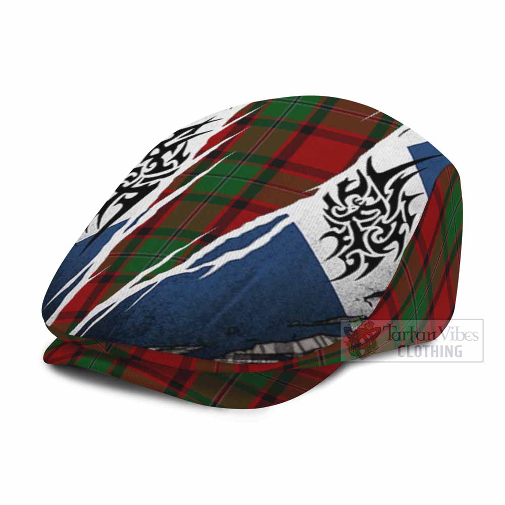 MacPhail (McPhail) Tartan Flat Cap, Jeff Cap Scotland Flag Ripped Tribal Design