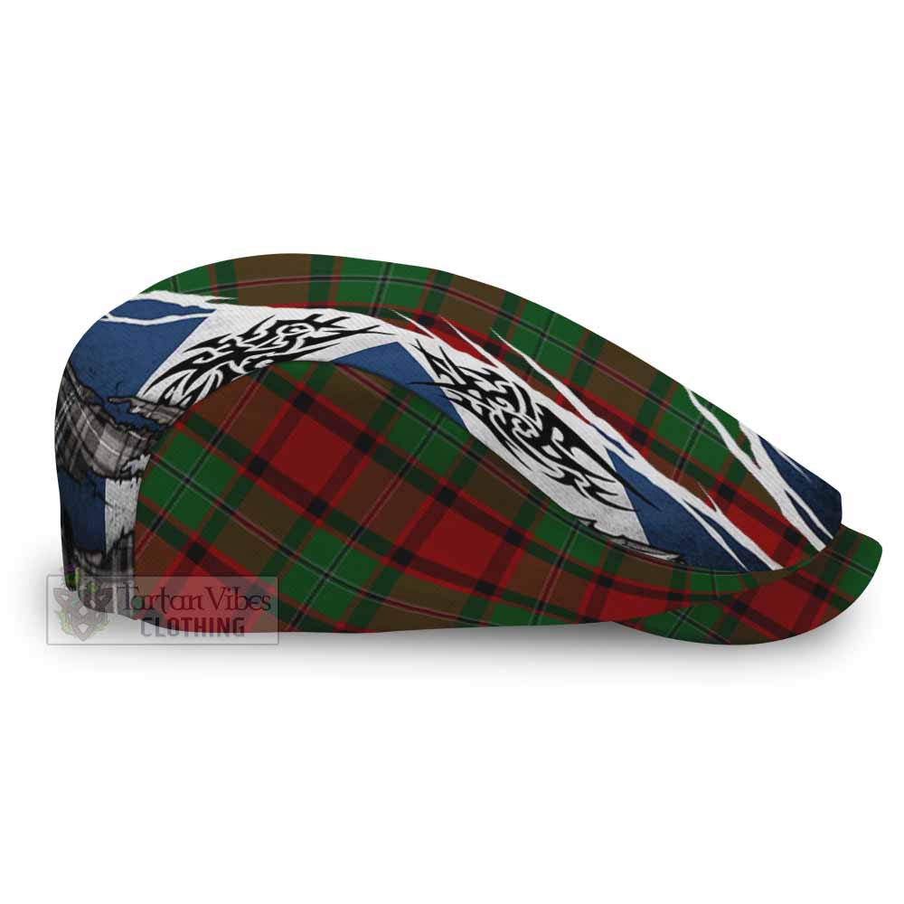 MacPhail (McPhail) Tartan Flat Cap, Jeff Cap Scotland Flag Ripped Tribal Design