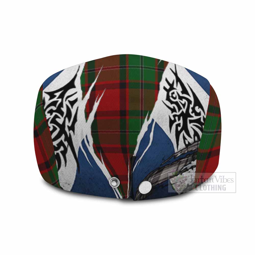 MacPhail (McPhail) Tartan Flat Cap, Jeff Cap Scotland Flag Ripped Tribal Design