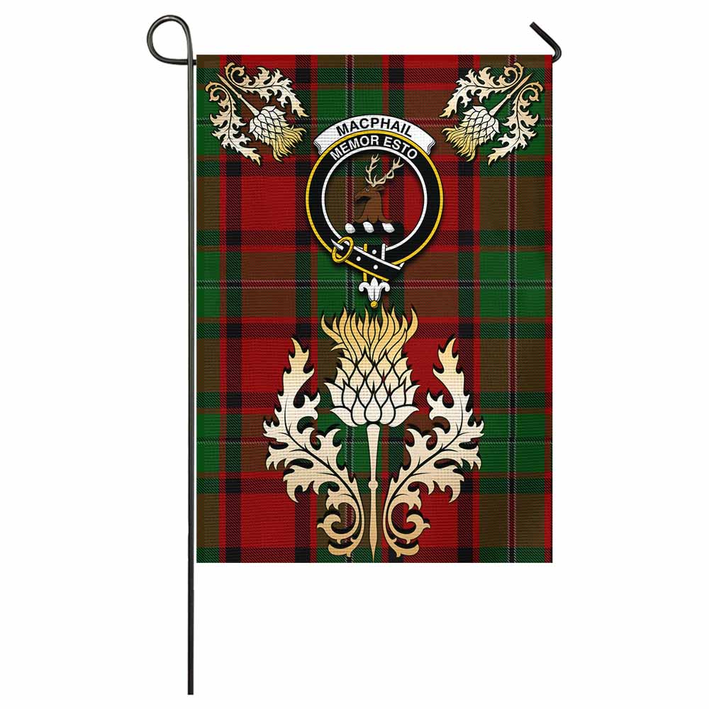 MacPhail (McPhail) Tartan Garden Flag with Golden Regal Scottish Thistle Emblem - Tartan Vibes Clothing