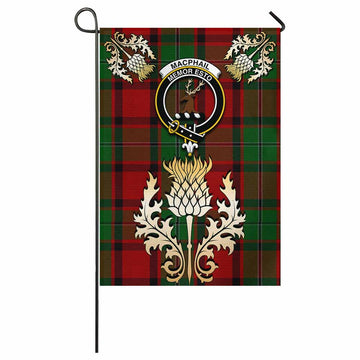 MacPhail (McPhail) Tartan Garden Flag with Golden Regal Scottish Thistle Emblem - Tartan Vibes Clothing