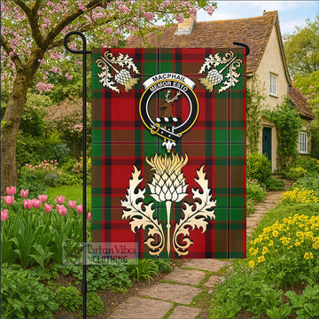 MacPhail (McPhail) Tartan Garden Flag with Golden Regal Scottish Thistle Emblem - Tartan Vibes Clothing