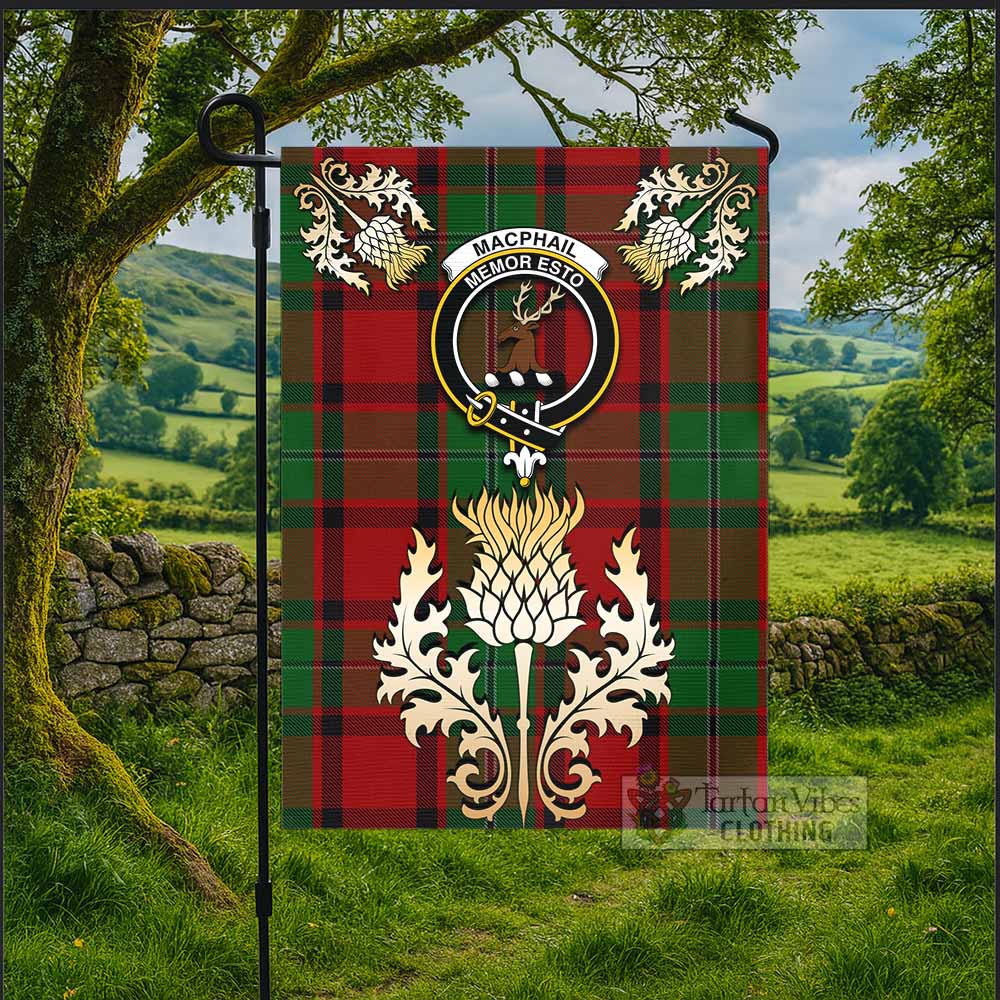 MacPhail (McPhail) Tartan Garden Flag with Golden Regal Scottish Thistle Emblem - Tartan Vibes Clothing