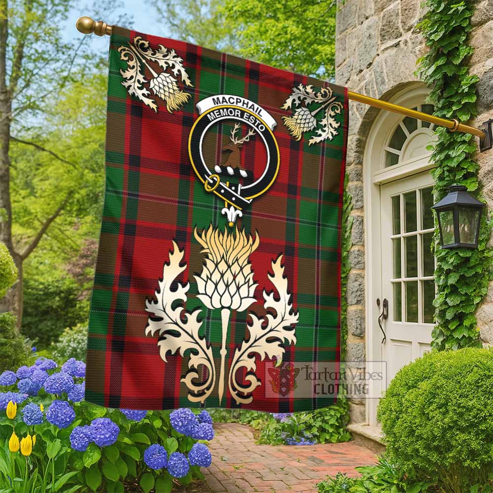 MacPhail (McPhail) Tartan Garden Flag with Golden Regal Scottish Thistle Emblem - Tartan Vibes Clothing