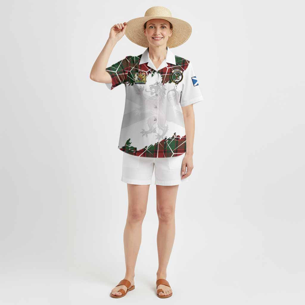 MacPhail (McPhail) Tartan Hawaiian Shirt with Family Crest and Lion Rampant Grunge Style