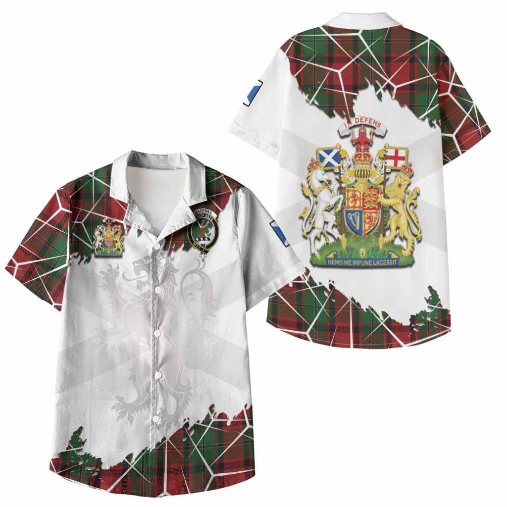 MacPhail (McPhail) Tartan Kid Hawaiian Shirt with Family Crest and Lion Rampant Grunge Style