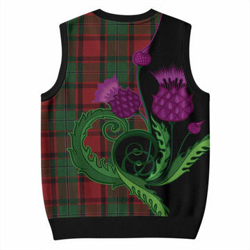 MacPhail (McPhail) Tartan Knitted V-Neck Vest Traditional Scottish Thistle