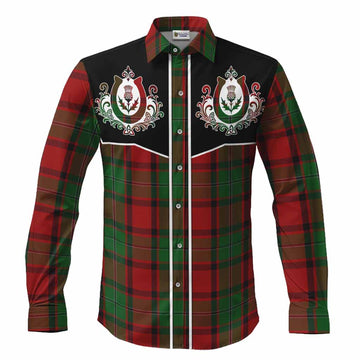 MacPhail (McPhail) Tartan Long Sleeve Button Shirts Horseshoe Ornament Men's Shirt S - Tartan Vibes Clothing