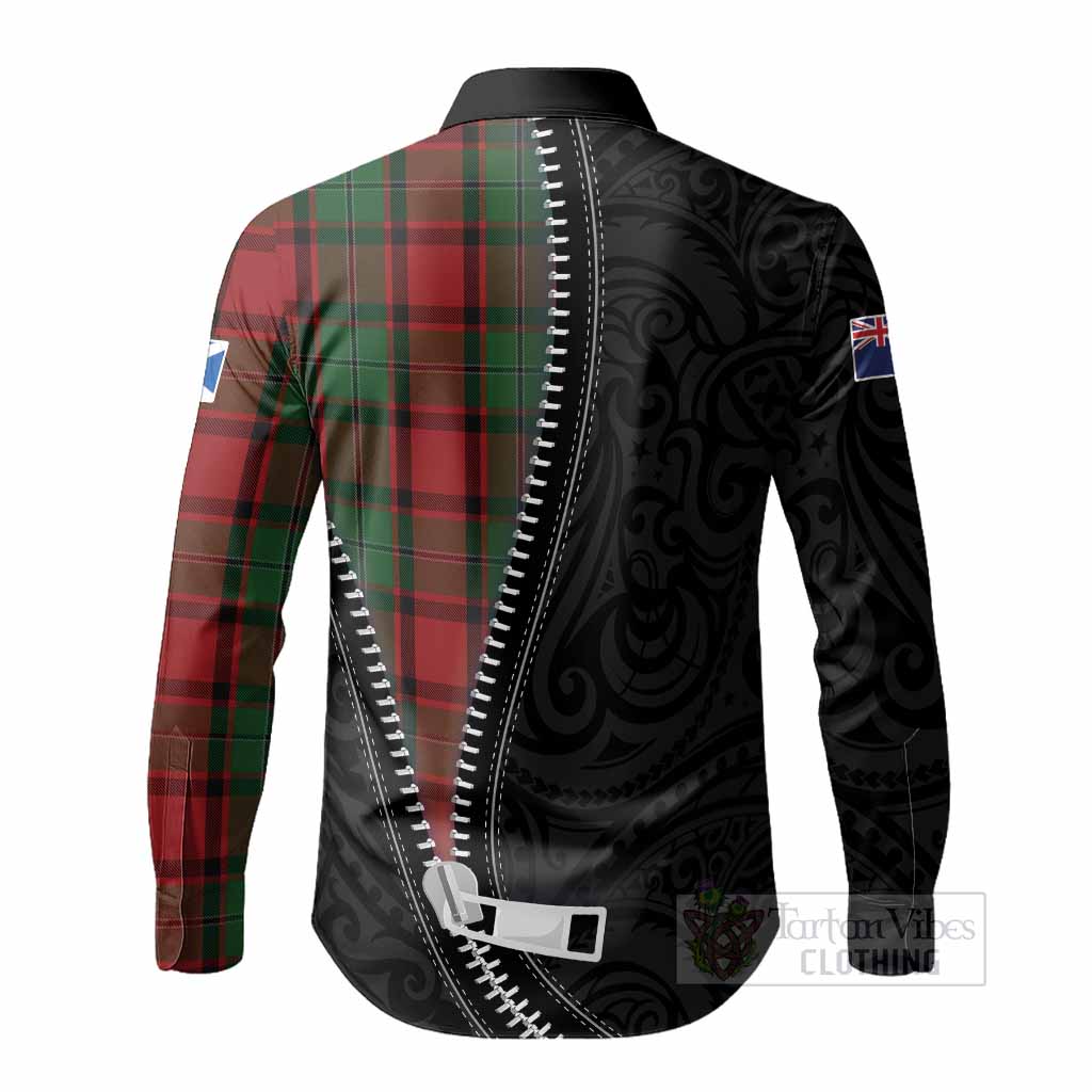 MacPhail (McPhail) Tartan Long Sleeve Button Shirts New Zealand Pattern Unique Zipper Stylized