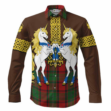 MacPhail (McPhail) Tartan Long Sleeve Button Shirts Unicorn Celtic Knot And Thistle Emblem