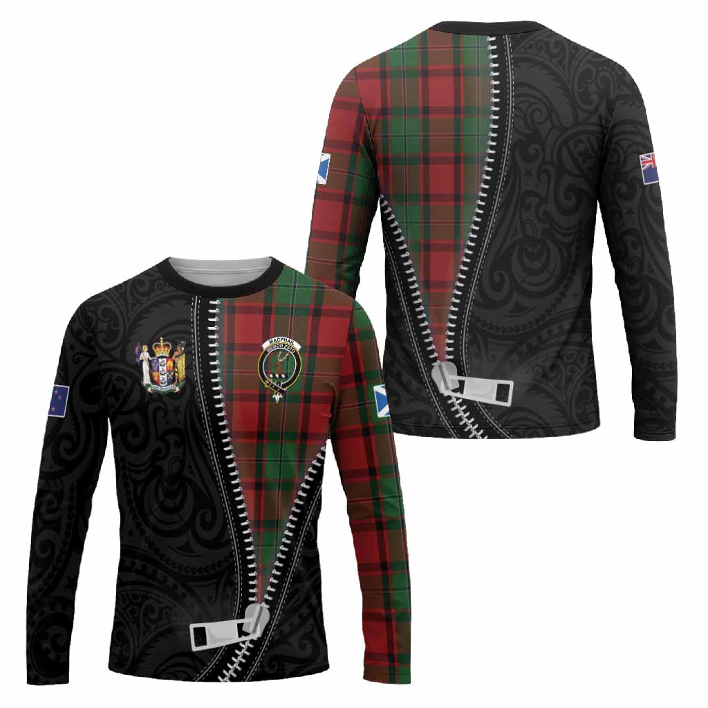 MacPhail (McPhail) Tartan Long Sleeve T-Shirt New Zealand Pattern Unique Zipper Stylized